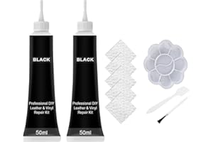 POUSBO Advanced Leather Repair Gel, 2024 New Black Leather Repair Kit for Furniture, Car Seats, Sofa, Jacket and Purse, Professional DIY Leather and Vinyl Repair Kit, Liquid Leather Repair Kit (C)