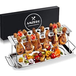 AMZBBQ® Premium Hähnchenschenkelhalter für 12 Keulen – Robuster Hähnchenständer aus 100% Edelstahl…
