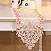 homand'o Pink Rose Embroidery Table Runner Leaf Jacquard 11 by 67 Inches Spring Summer Decoration