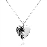 MiiFort Love Heart Angel Wing Urn Necklaces for Ashes Cremation Jewelry Keepsake for Adult Women Men Human Family Loved One