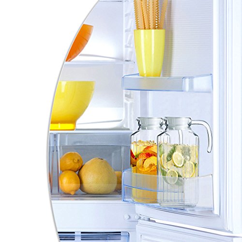 Set of 2 Glass Pitchers with Lid and Spout, 1.8 Liters Ribbed Design Fridge Door Water Dispenser with Handle for Chilled Beverages, Homemade Juice, Iced Tea - Thumbnail 2