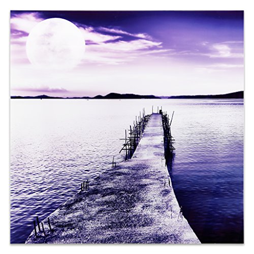 Empire Art Direct Pier with Moon Rising - Glass Wall Decor