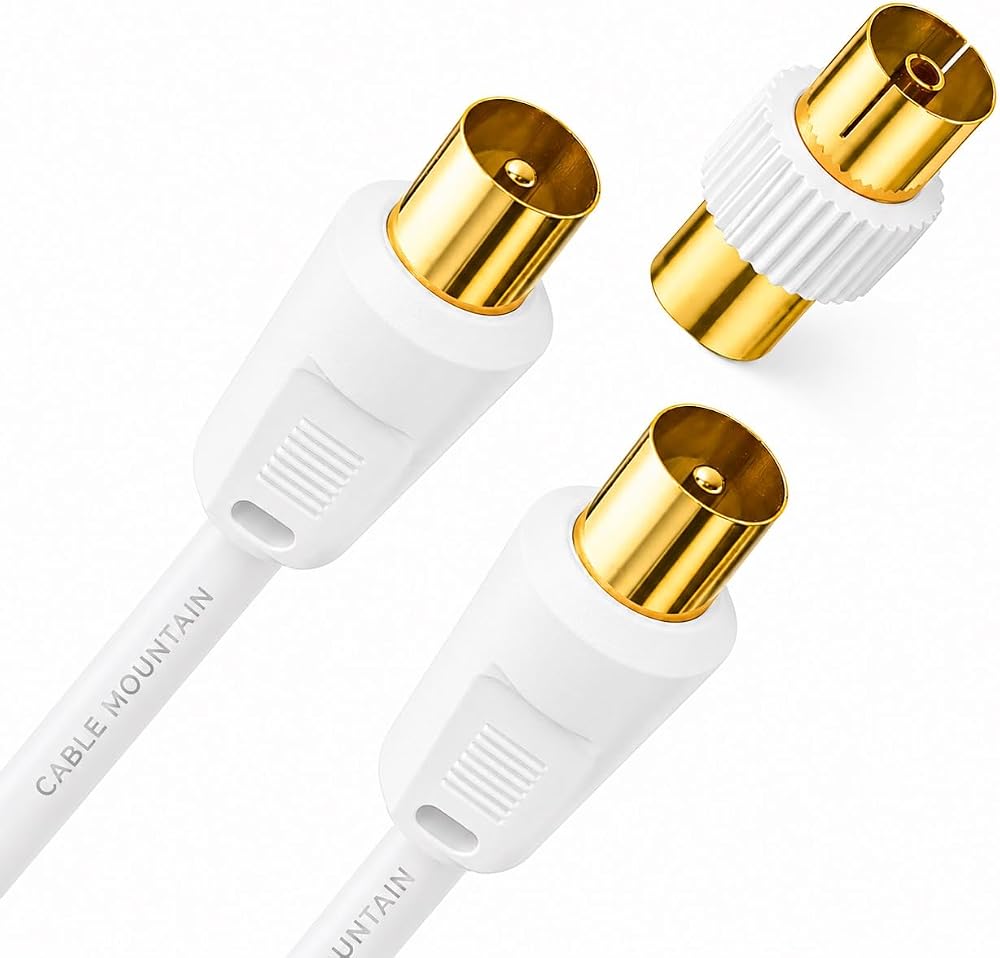 Cable Mountain 1m TV Aerial Cable Coaxial RF Extension Lead Gold Plated
