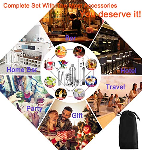 Cocktail Set 750 ML Cocktail Shaker, Cocktail Bar Set Bar Zubehör - 14 Teiliges Professionelles Edelstahl Cocktail… – Bild 8