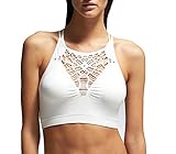 ABS By Allen Schwartz Women's Raven Basic Strap High-Neck Non-Underwire Seamless Fishnet Racerback Bralette (M [Fits 38B, 38C], White)