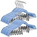 SONGMICS 30-Pack Pants Hangers, 16.7-Inch Long Velvet Hangers with Adjustable Clips, Non-Slip, Space-Saving for Pants, Skirts, Coats, Dresses, Tank Tops, Blue UCRF12IN30
