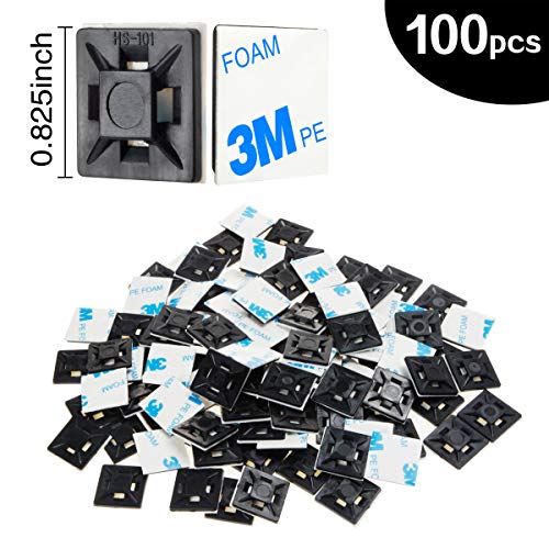 XHF2018 Self Adhesive Cable Tie Mounts Wire Tie Base Holders (21mm x 21mm) (HS-101, Black) - Thumbnail 6