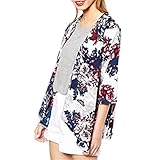 Vintage Women Girls Floral Print Long Loose Kimono Jacket Coat Cardigan Blouses (S, 1Black floral)