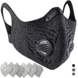 BASE CAMP Dust Pollution Mask Activated Carbon Dustproof Mask with N99 Filters Neoprene Air Pollution Mask for Allergy Woodworking Mowing Construction Running (1, Gray)