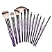 Makeup Brushes Set With Travel Bag, Purple 12 PCS Prime Professional Cosmetics Foundation Powder Brow Fan Eyeshadow Highlighter Primer Blush Concealer Face Make Up Brush With Pouch Carrying Case Kit