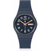 Swatch Gent Biosourced Unisex Watch Casual Polymer Blue Quartz Waterproof Trendy Lines At Night