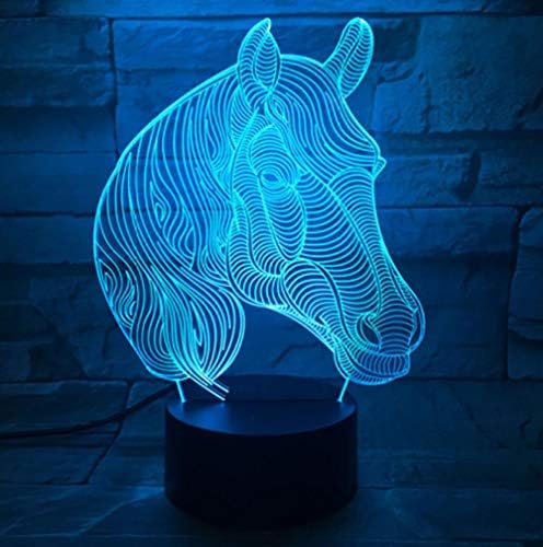 SFALHX 3D Night Light Horse Touch Button 3D Optical Illusion Table Desk Lamp7 Colours Flashing Touch Switch Bedroom Decoration Lighting for Kids Best Gift