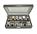 12 Piece Pewter Carbon Fiber Watch Display Case Men's or Ladies Watch Box Jewelry Glass Top