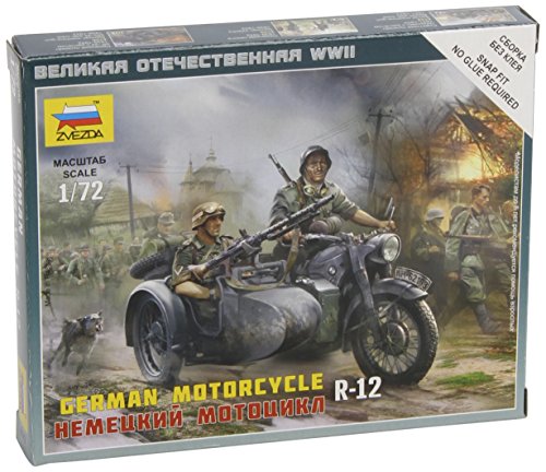 Zvezda Models 1/72 German Motorcycle R-12 with Sidecar