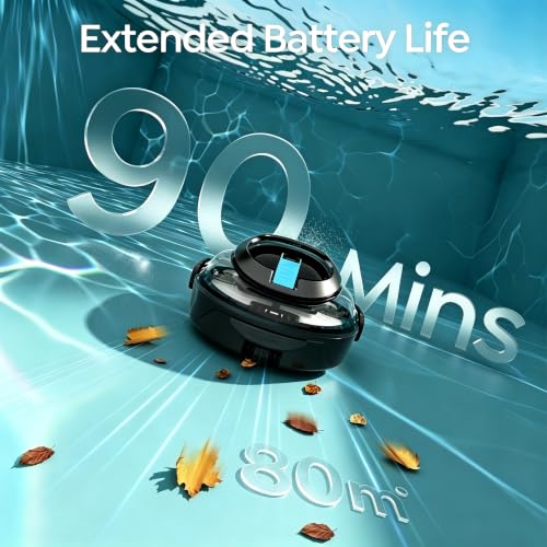 S2 Cordless Pool Vacuum Robot with Strong Suction Motor, Upgraded Filtration, Pool Vacuum for Above-Ground & Flat Pools, Automatic Parking, Raven Black