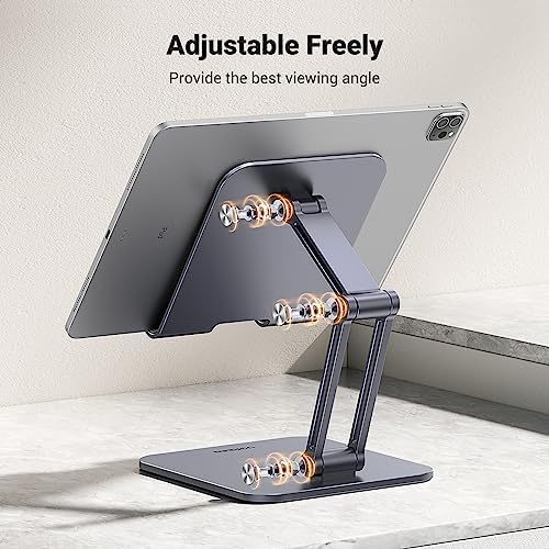 Supporto Tablet Regolabile da Tavolo, Porta Cellulare Scrivania in Alluminio Compatibile con Galaxy Tab, iPad 2022/2021 e Altri da 4.7-12.9"