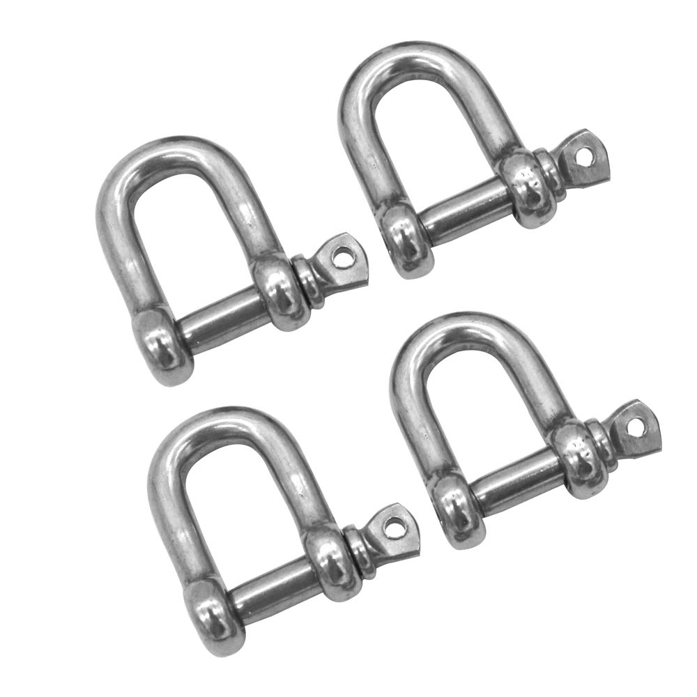 POFET 4Pcs M12 316 Stainless Steel D Ring Shackle Lock,Shackle Chain Buckle Lifting Shackle,for Heavy Duty Construction Marine Shackles,Vehicle Recovery, Hauling