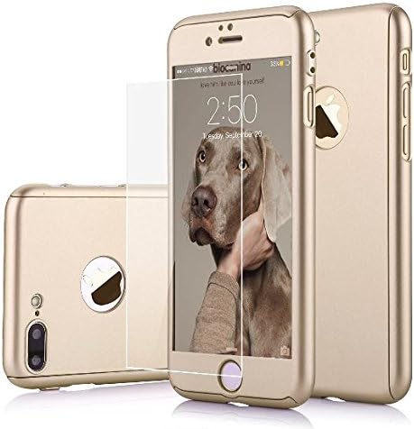 iPhone 7 Plus case,VANCKE 360 Degree All-around Full Body Utral thin Fit Case cover with Tempered Glass Screen Protector Ultra slim Light Weight Hard Snap-On for Apple iPhone 7 plus 5.5 inch(GOLD)