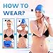 Royal Swim Cap For Long Hair - Waterproof Premium Silicone swimming Cap for Women & Men - Special Shape for Effective Ear Protection - Keeps Hair Dry - with Nose Clip & Ear Plugs - Blue