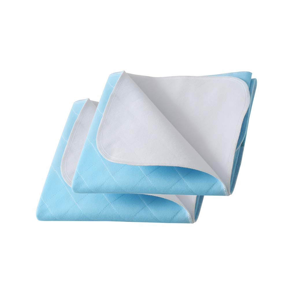 Beedsooth Washable Premium Incontinence Bed Pad for Adults or Children with Bed wetting Super Absorbent Bed Protection Draw Sheets Blue - 2 Pack (86×132cm)