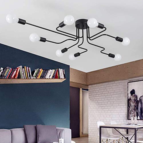 Lingkai Industrial Ceiling Light Vintage Chandelier Metal Pendant Light Creative Retro 8-Light Chandelier Lighting Fixture