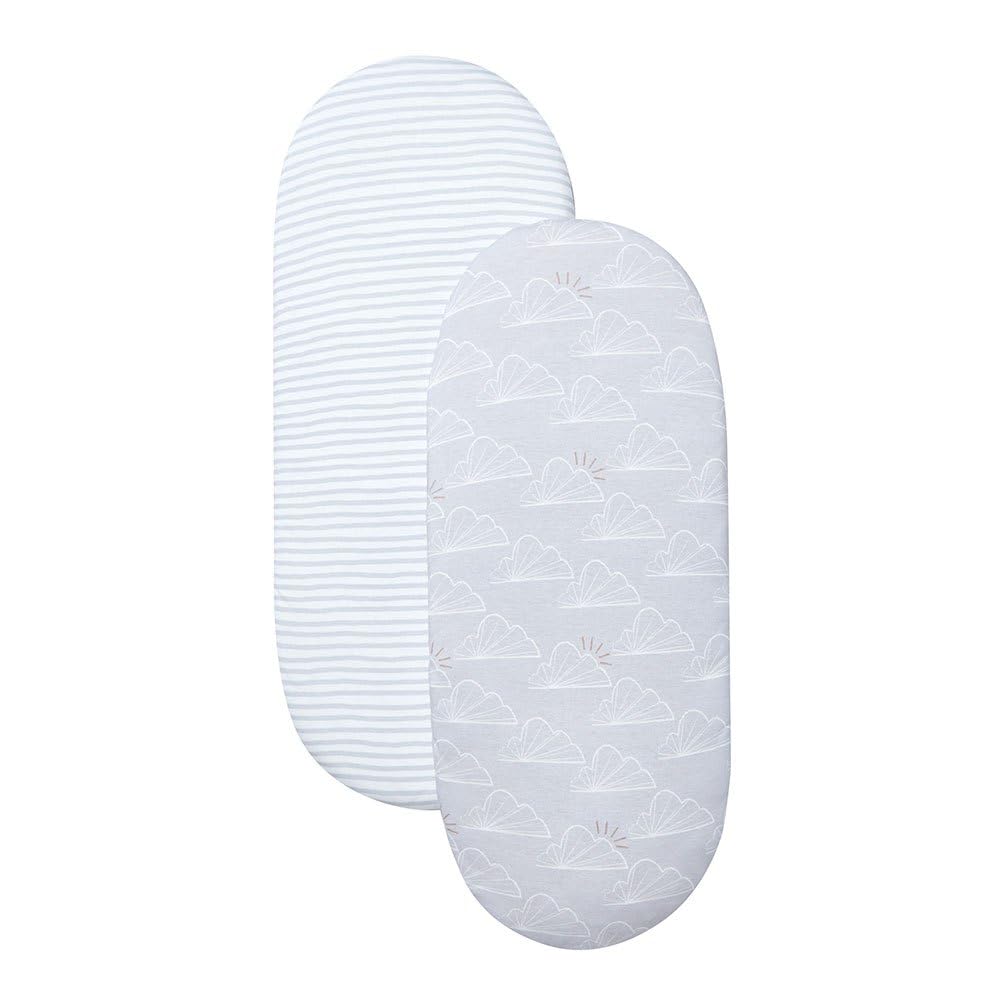 Shnuggle Moses Basket Sheets (twin pack) - Grey