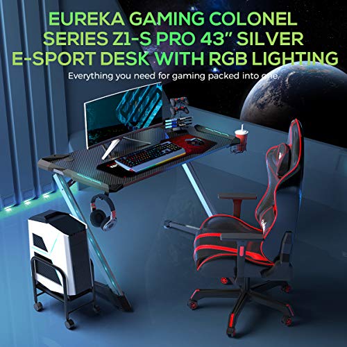 EUREKA ERGONOMIC Z1S PRO Gaming Computer Desk RGB LED Lights 44.5 inch