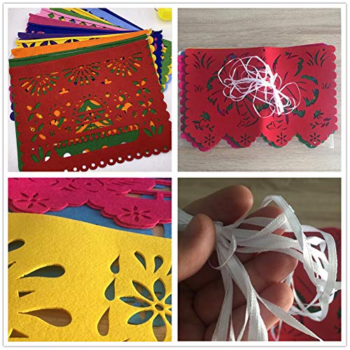 Johouse Mexican Felt Banner, 12PCS Day of The Dead Decorations Mexican Fiesta Garland