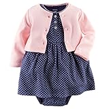 Carter's Baby Girls' 2 Piece Floral Dress Set (12 Months, Pink/Navy)