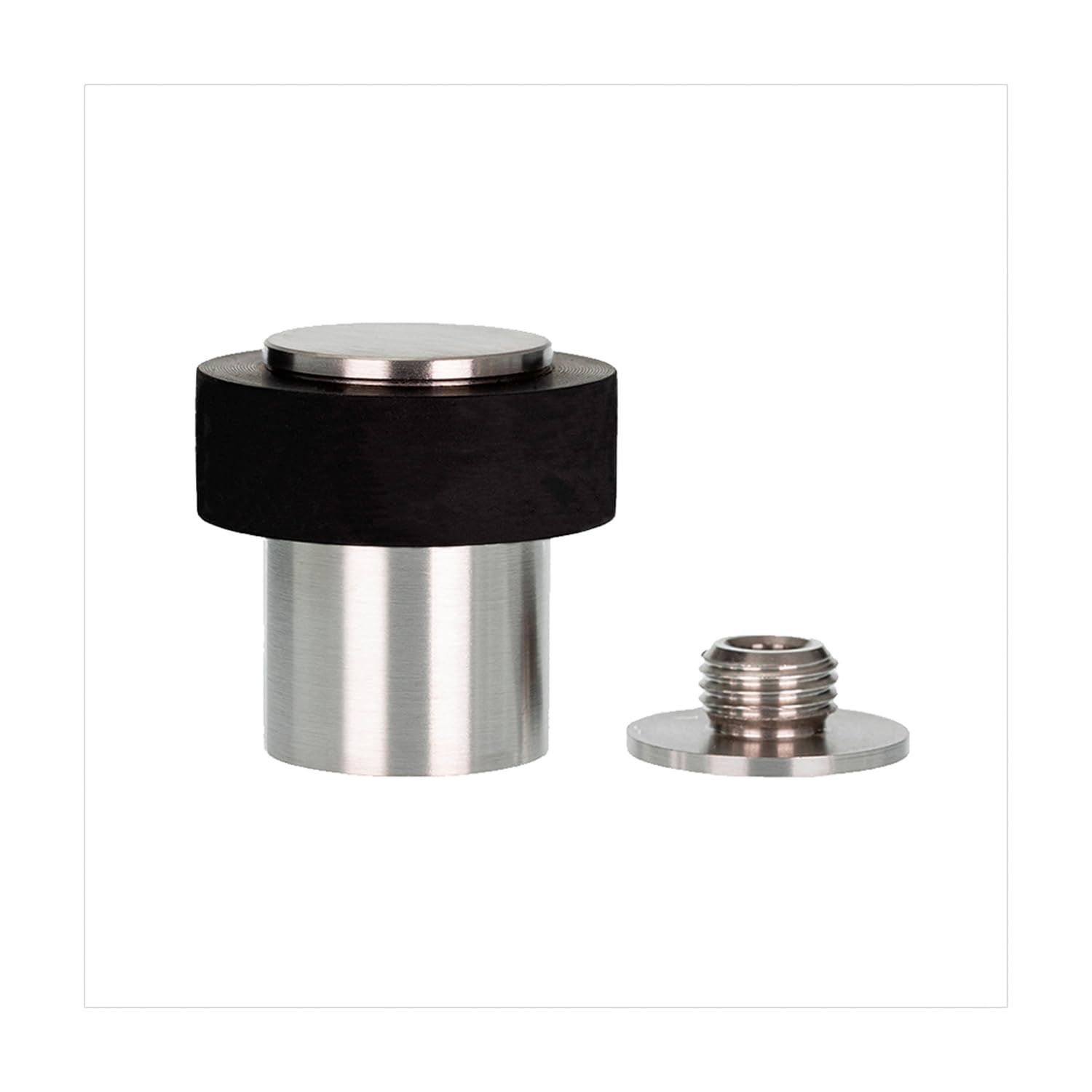 EVI Herrajes | Stainless Steel Door Stop | Ø24x35mm | Floor Mounted | Silicone Protection | Includes Screw + Fastening Plug | Model I-18124X35-CB