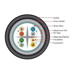 Vertical Cable CAT6A, Shielded Dual Jacket, Direct