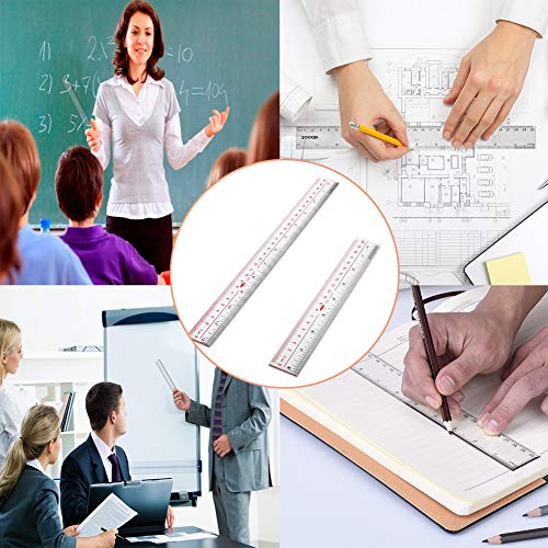 Bosiwee 12 inches & 8 inches Straight Ruler, Straight Ruler for Excellent Precision and Accuracy Measuring Tool for Student School Office, Clear, 2 Pack