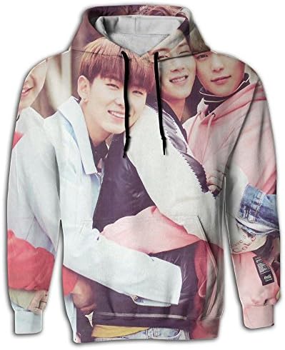 Yz Linna Unisex 3D Printed Hoodies Monsta-X Kpop Pockets Hoodie Sweatshirts Plus Velvet Simple For Mens Womens