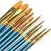 Polytree 10x Round Pointed/Flat Tip Nylon Hair Acrylic Watercolor Artist Paint Brush Set