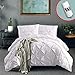 Vailge 3 Piece Pinch Pleated Duvet Cover with Zipper Closure, 100% 120gsm Microfiber Pintuck Duvet Cover, Luxurious Pintuck Decorative (White,Full)