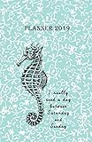 Planner 2019: Vintage Cover Design with a Seahorse - Monthly and Weekly Diary 2019 (also Dec 2018) w by Rainbow Notebooks