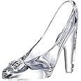 YF-ANEN Glass Crystal High Heels Bright Cool Glass Shoes Little Girl Birthday Decoration Party, Wedding Supplies Decorative Glass Shoes (Transparent)