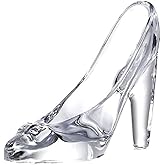 YF-ANEN Glass Crystal High Heels Bright Cool Glass Shoes Little Girl Birthday Decoration Party, Wedding Supplies Decorative (Transparent)