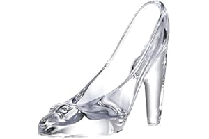 YF-ANEN Glass Crystal High Heels Bright Cool Glass Shoes Little Girl Birthday Decoration Party, Wedding Supplies Decorative (Transparent)