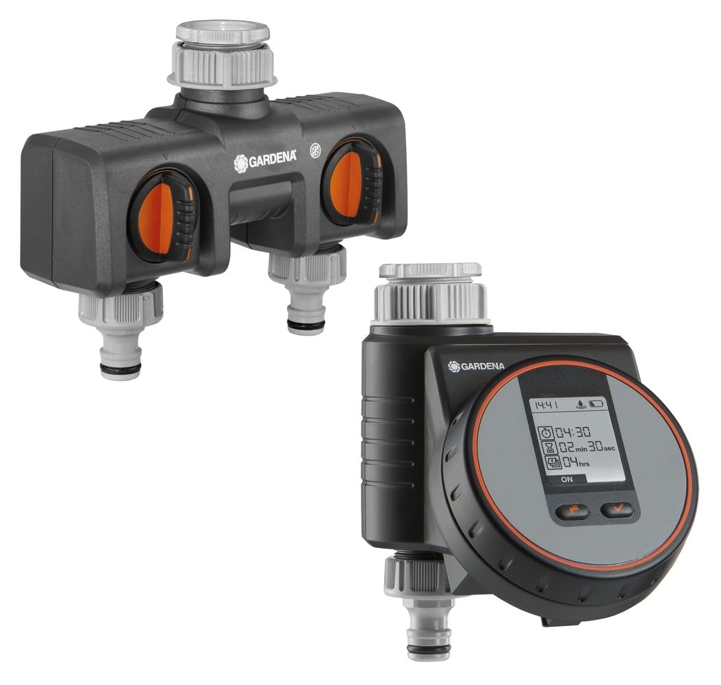 Gardena smart Water Control Set: Intelligent irrigation computer controlled with smart app, additional 2-way distributor, frost warning system, proven valve technology (1895-20)