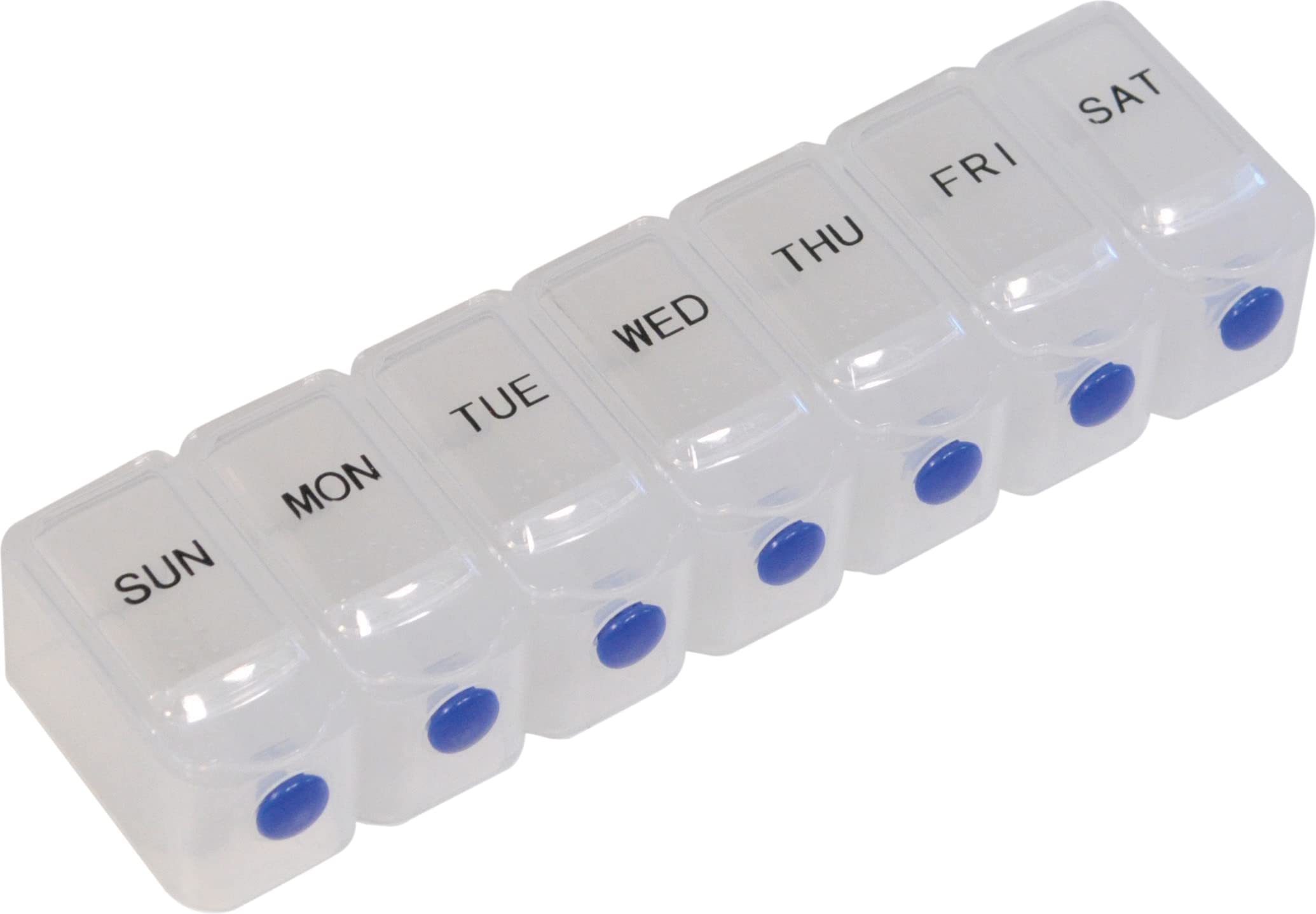 7 Day Pill Dispenser Tablet Box Organiser 1 Compartment per Day for those who take many Tablets on a Daily Basis Easy Medication Management and Organisation Easy Push Button Open Perfect for Travel
