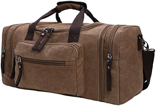 Large Capacity Canvas Unisex Travel Duffel Bag Shoulder Handbag Weekend Bag w/ Strap