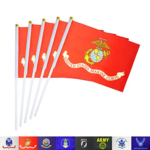 TSMD US Marine Corps Stick Flag 50 Pack Small Mini Handheld United States Military Polyester Flags On Stick,Decorations Supplies for Army Party Events Celebration - Thumbnail 5