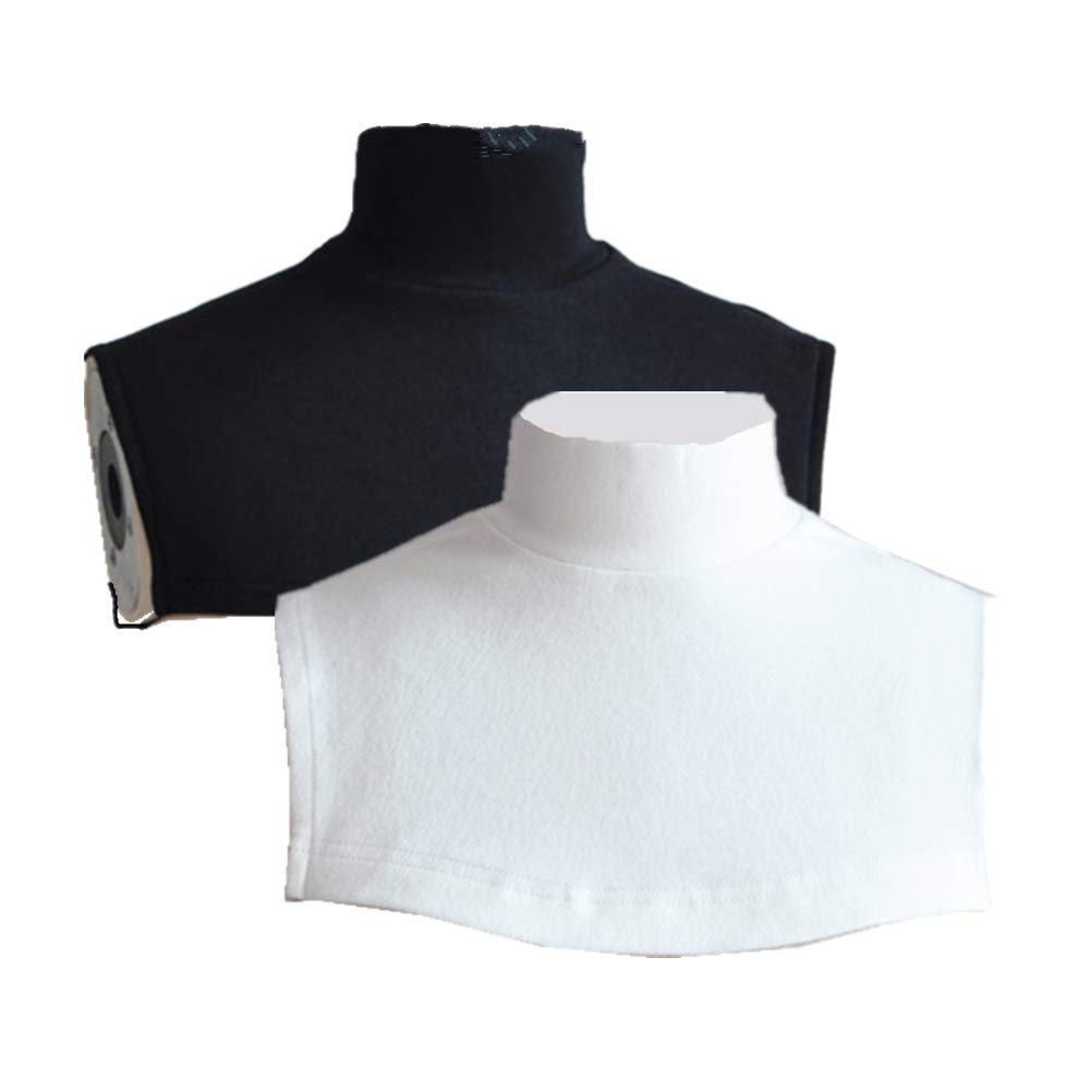 Meboom 2pcs Womens Neck Dickey False Fake Mock Turtleneck Collar Shoulder Cover,White Black