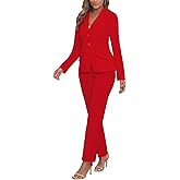 Women's Business 2 Piece Blazer Sets Casual Long Sleeve Open Front Blazer Jackets and Pencil Pant Suits