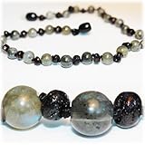 The Art of Cure Original Baltic Amber Necklace- Polished Handmade (Labradorite/Cherry) for boy or Girl - 12-12.5 Inches Size