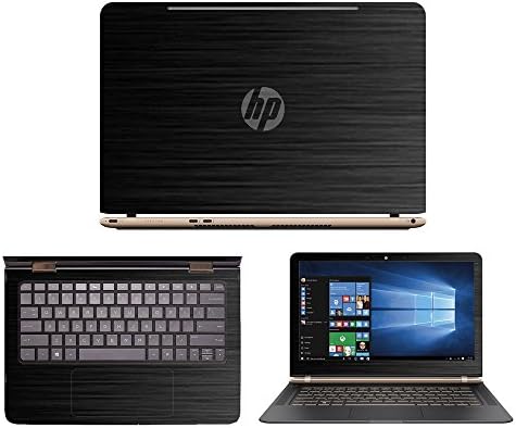 Black Brushed Aluminum Skin Decal wrap Skin Case for HP Spectre 13.3" v011dx v001dx v021dx Touch Screen Laptop