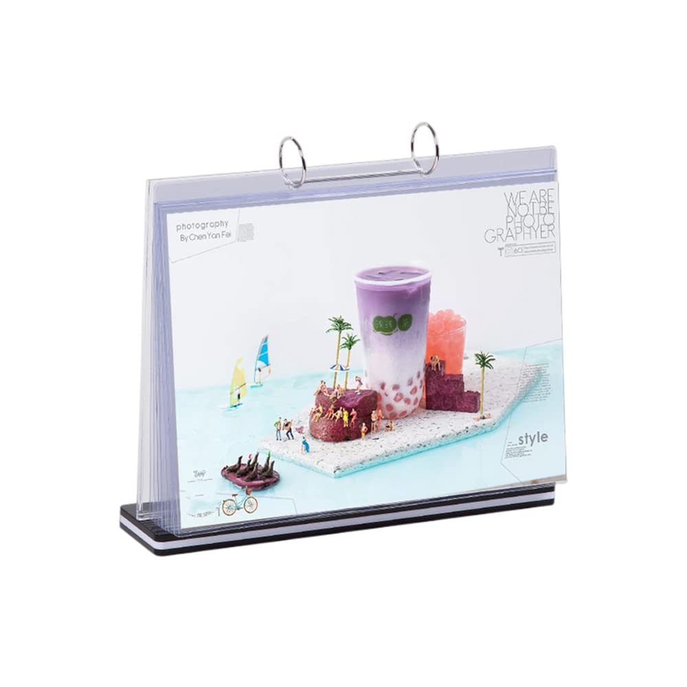 Acrylic Sign Holder,Table Card Multi-Page Flip Display 6 Pages-12 Sides,T Shape Double-Sided Desktop Display Holder,Perfect for Restaurants,Wedding,Office,Store,Promotions (Horizontal-4x6")