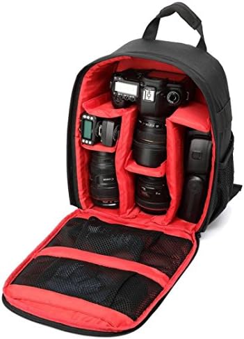 ABC Camera Backpack Bag Waterproof DSLR Case for Canon for Nikon for Sony (Red)