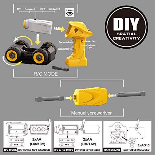 image for FunLittleToy DIY Electric RC Truck Car 3 in 1, Take Apart Construction